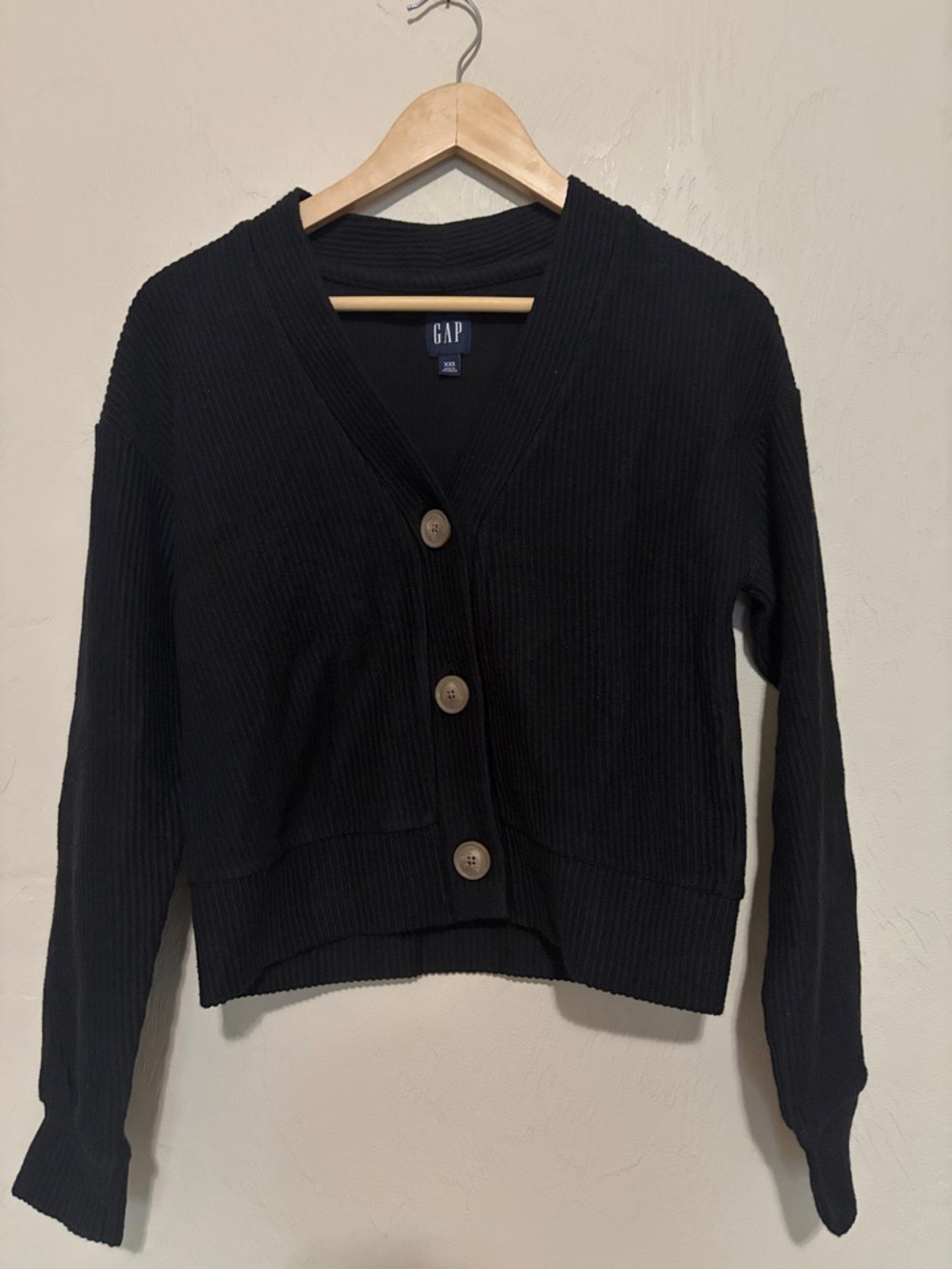 GAP Black Ribbed Button-Front Cardigan. Worn a Few Times! Excellent Condition!!